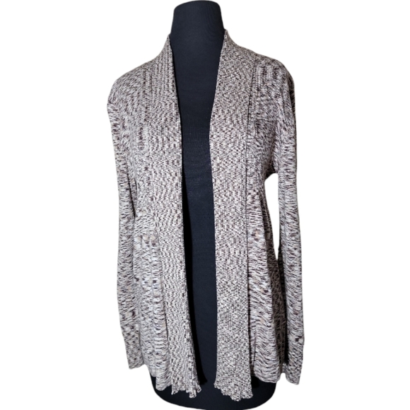 Apt.9 fold back collar crean tan brown marbled open front cardigan size large - Picture 1 of 10
